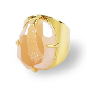 Pineapple Druzy Quartz Ring