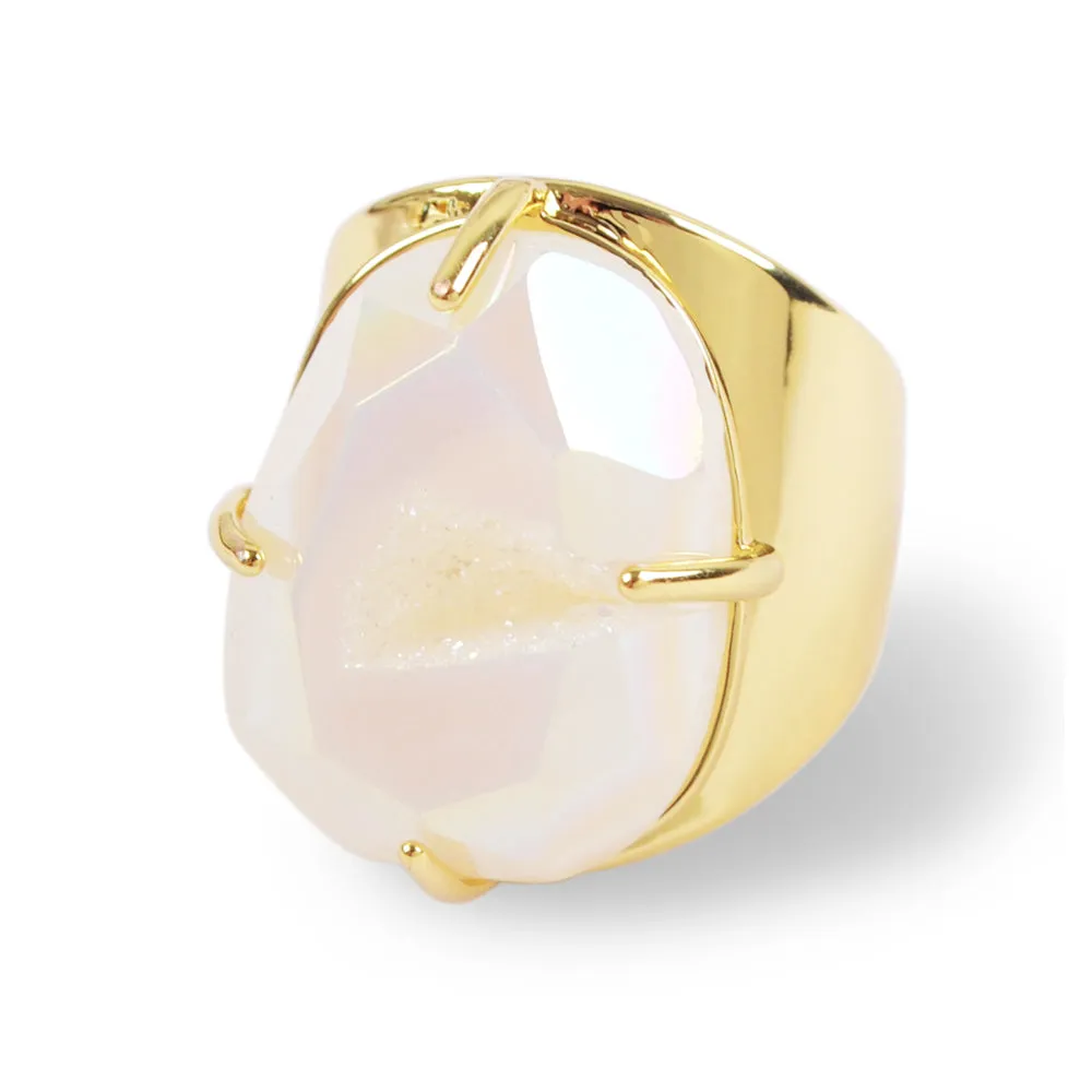 Pineapple Druzy Quartz Ring