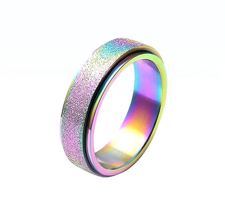 Rainbow Silver Color Relieve Stress Rings