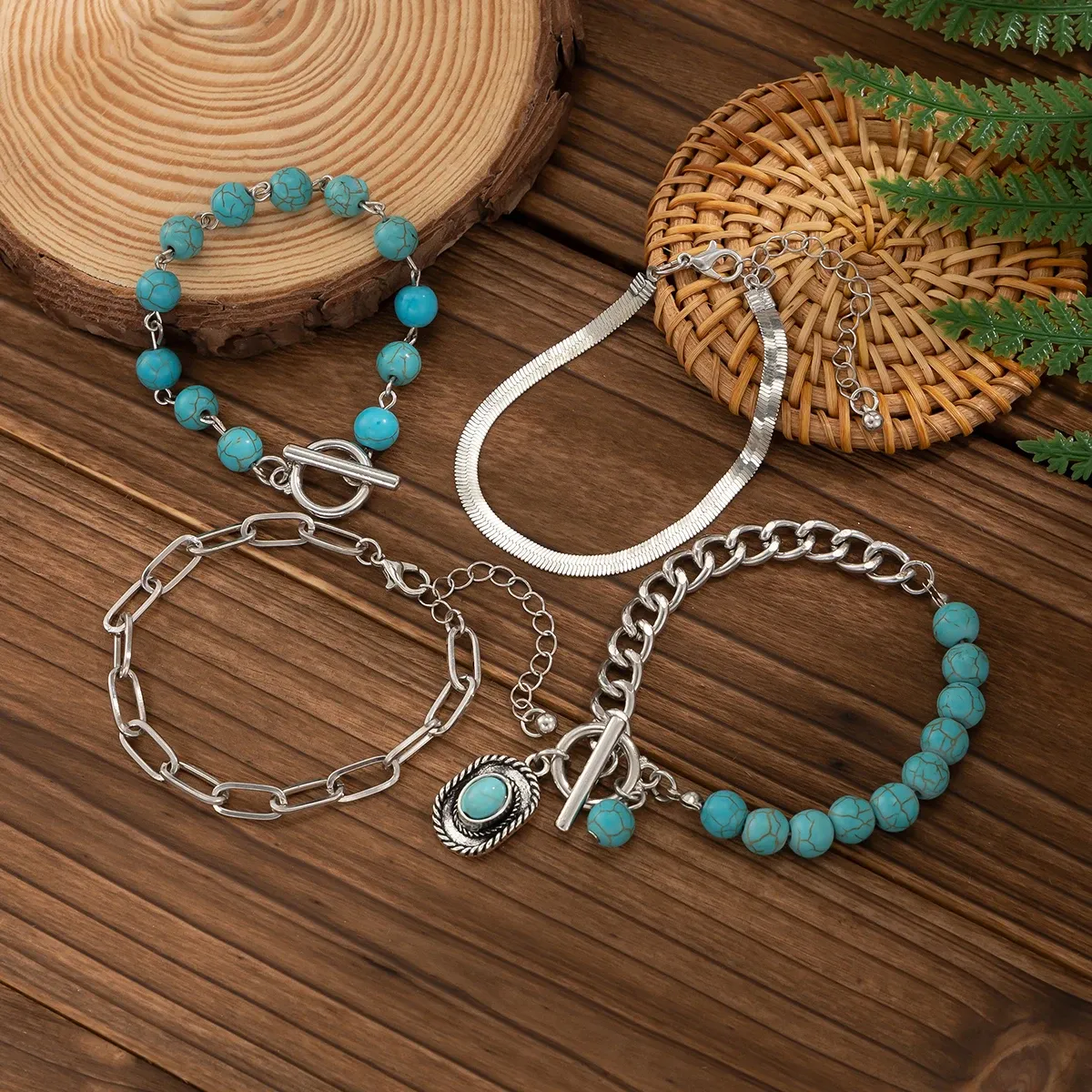 Retro OT Buckle Silver Chain Bracelet
