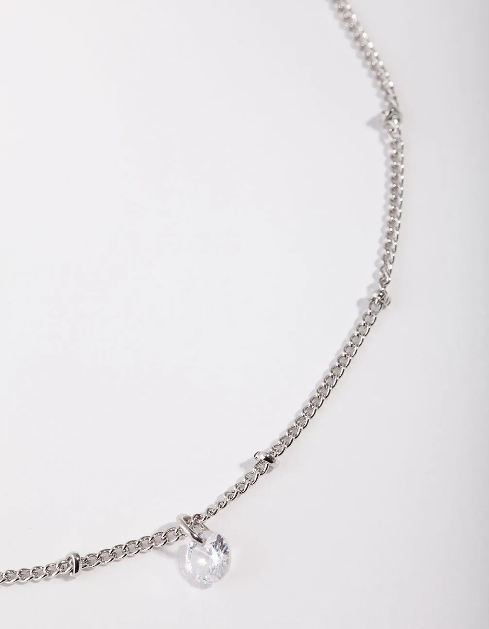 Rhodium Cubic Zirconia Diamante Ball Choker