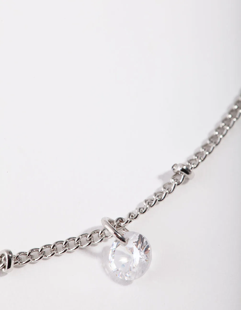 Rhodium Cubic Zirconia Diamante Ball Choker