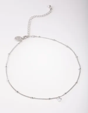 Rhodium Cubic Zirconia Diamante Ball Choker