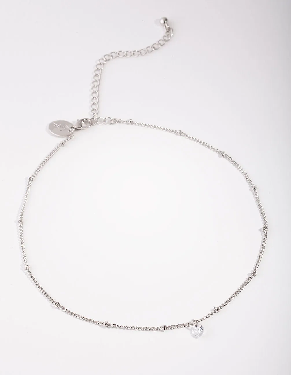 Rhodium Cubic Zirconia Diamante Ball Choker