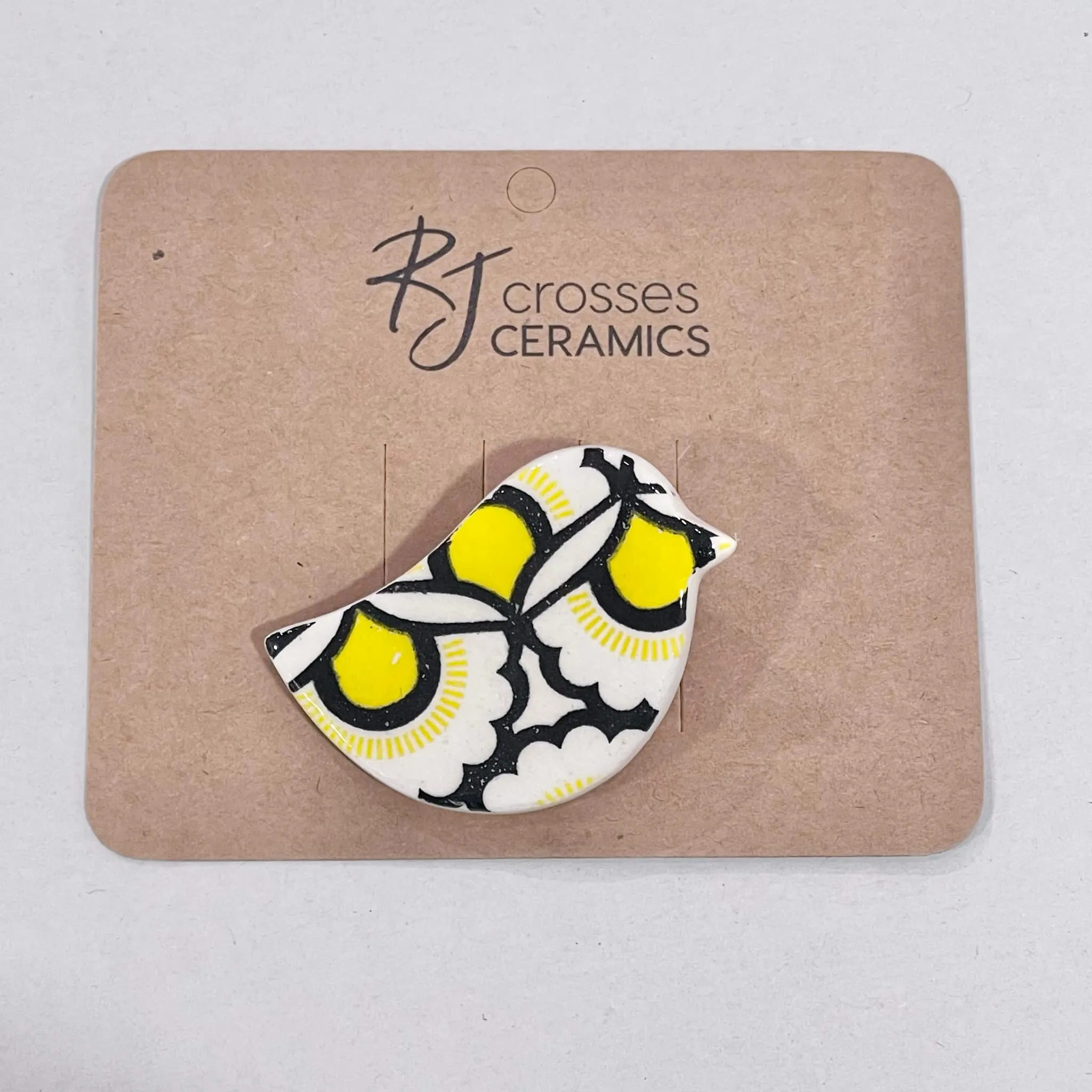 RJ Crosses Ceramic Brooch - Birds