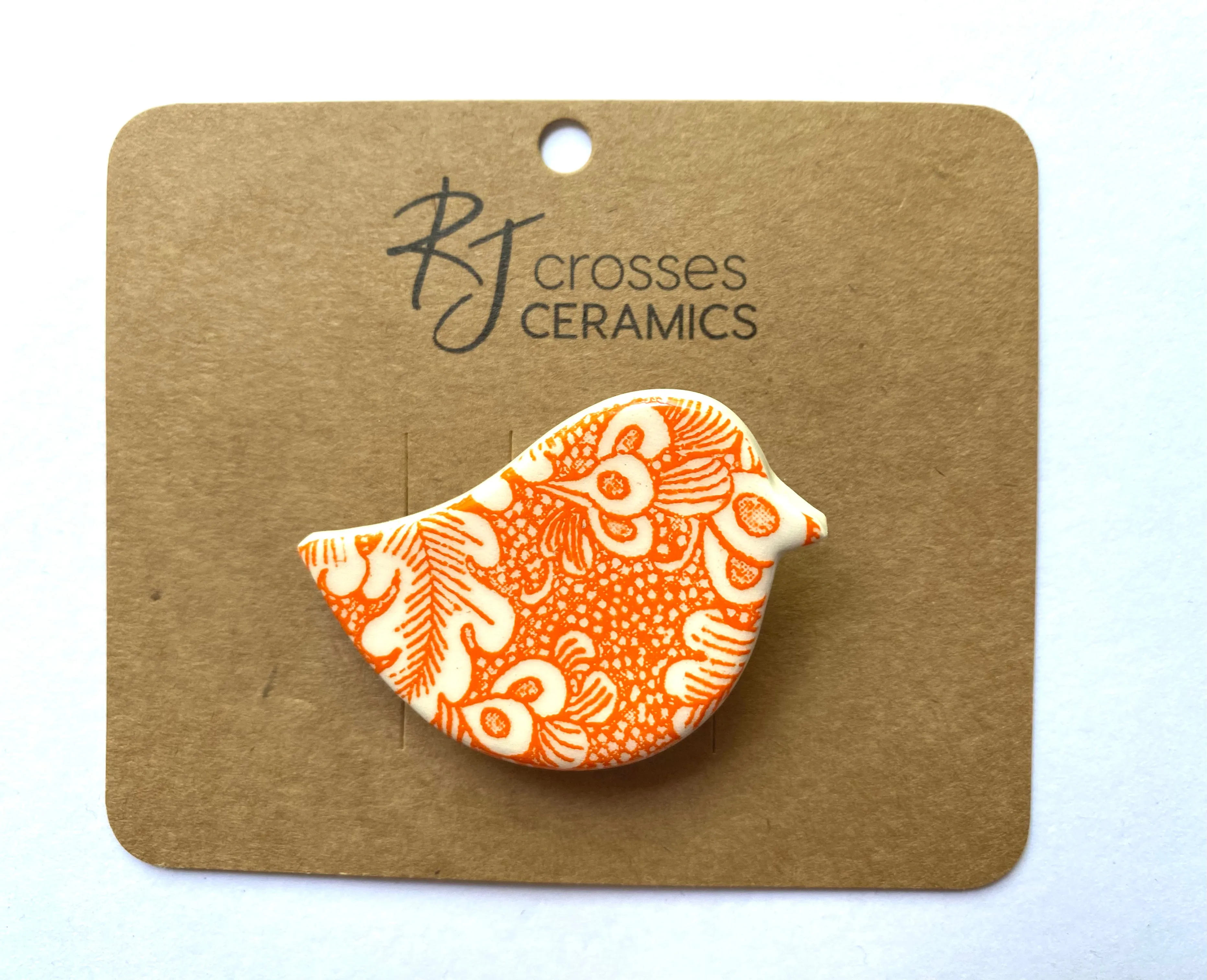 RJ Crosses Ceramic Brooch - Birds