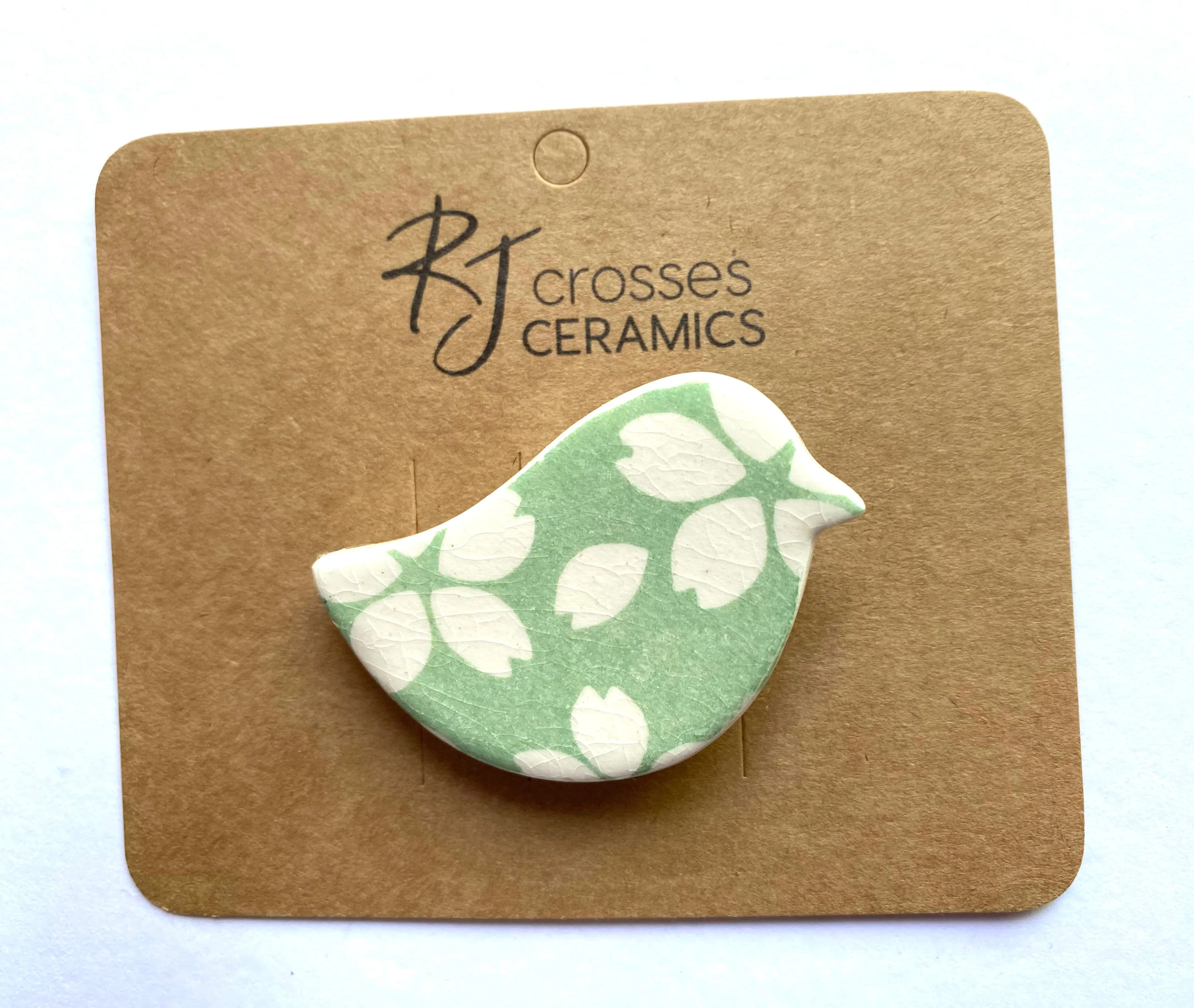 RJ Crosses Ceramic Brooch - Birds