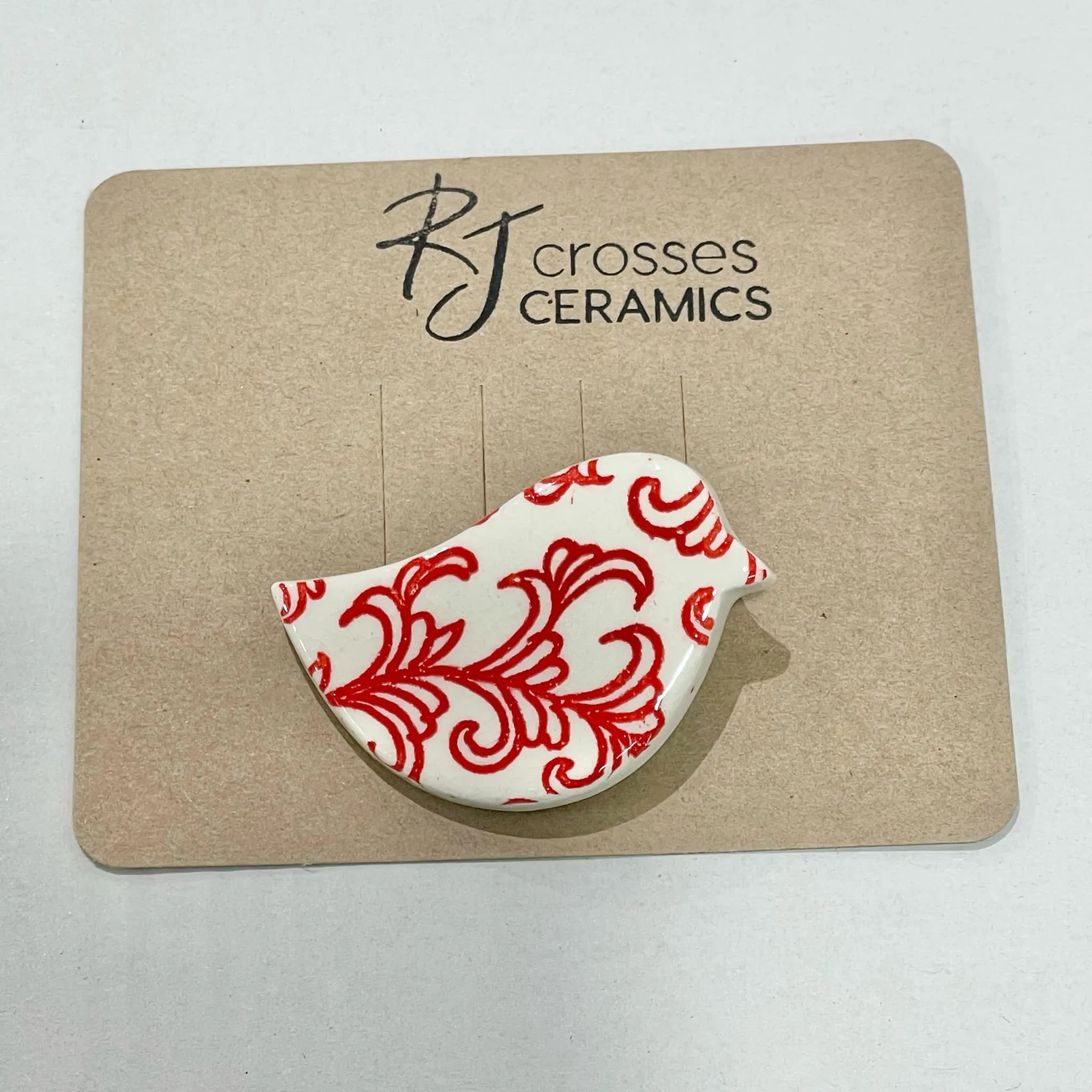 RJ Crosses Ceramic Brooch - Birds