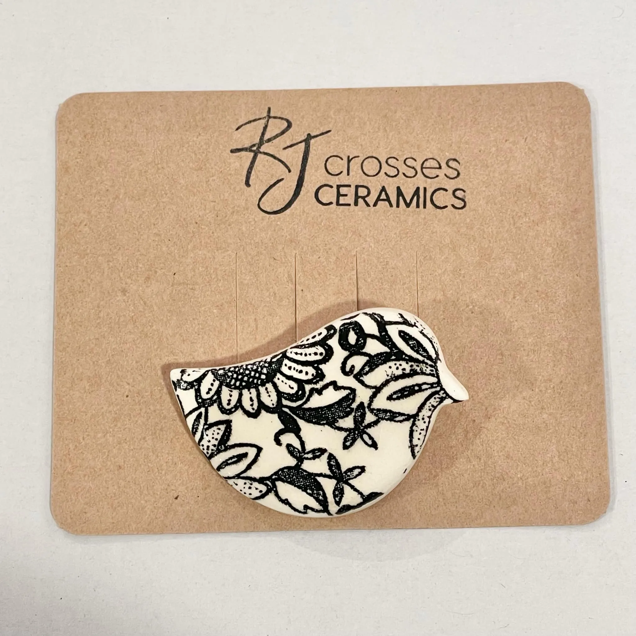 RJ Crosses Ceramic Brooch - Birds