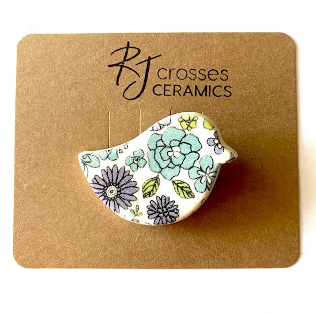 RJ Crosses Ceramic Brooch - Birds