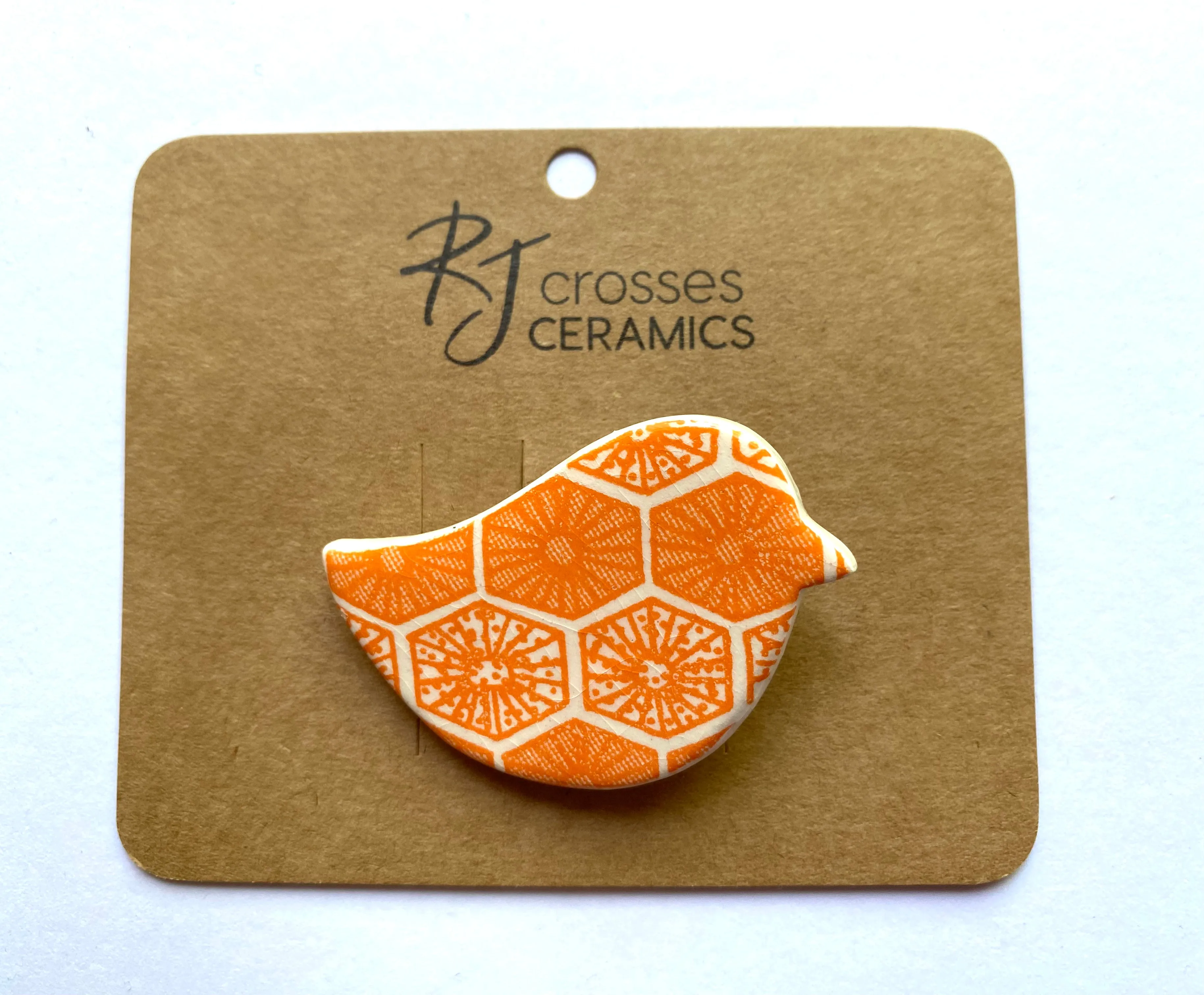 RJ Crosses Ceramic Brooch - Birds