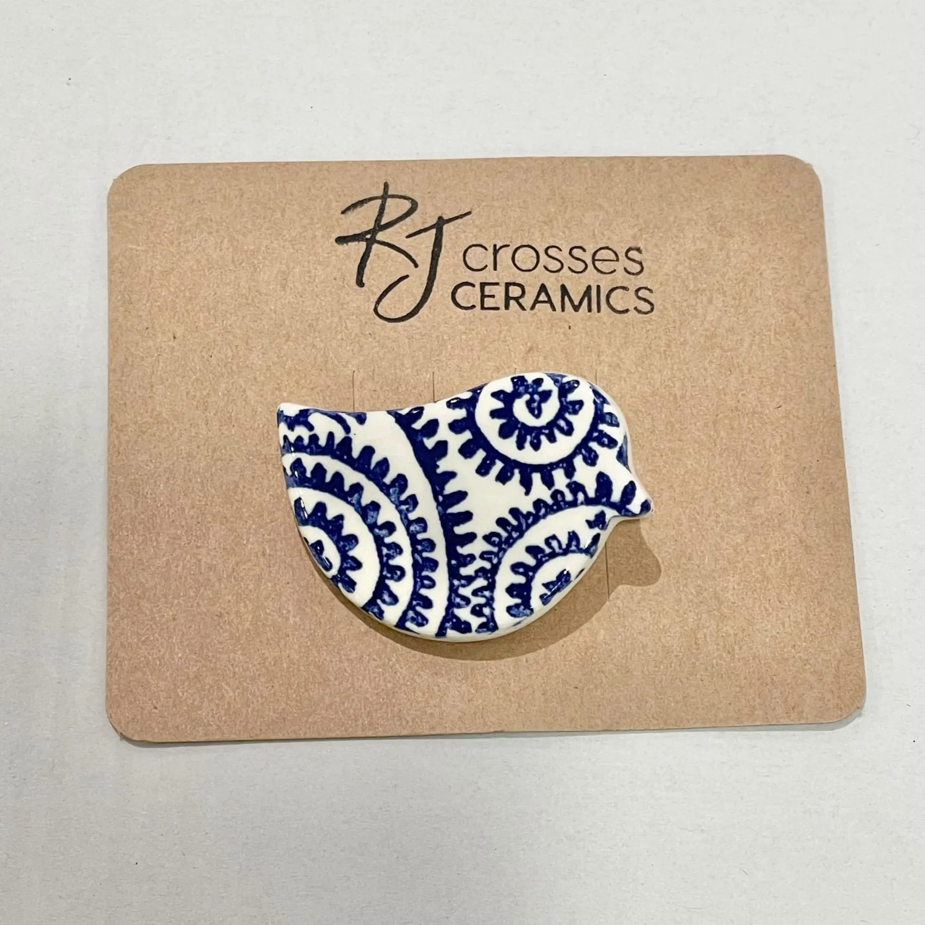 RJ Crosses Ceramic Brooch - Birds