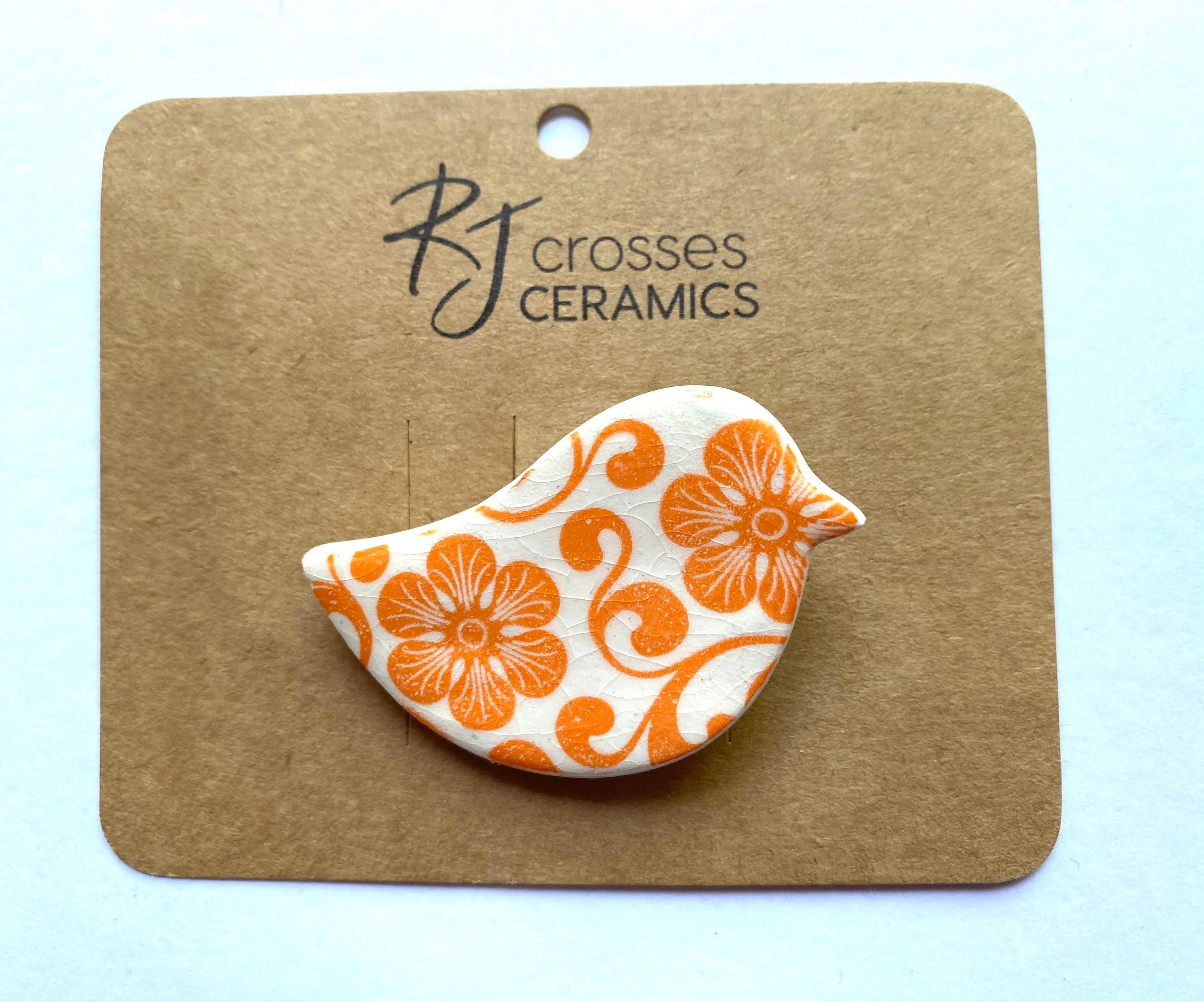 RJ Crosses Ceramic Brooch - Birds
