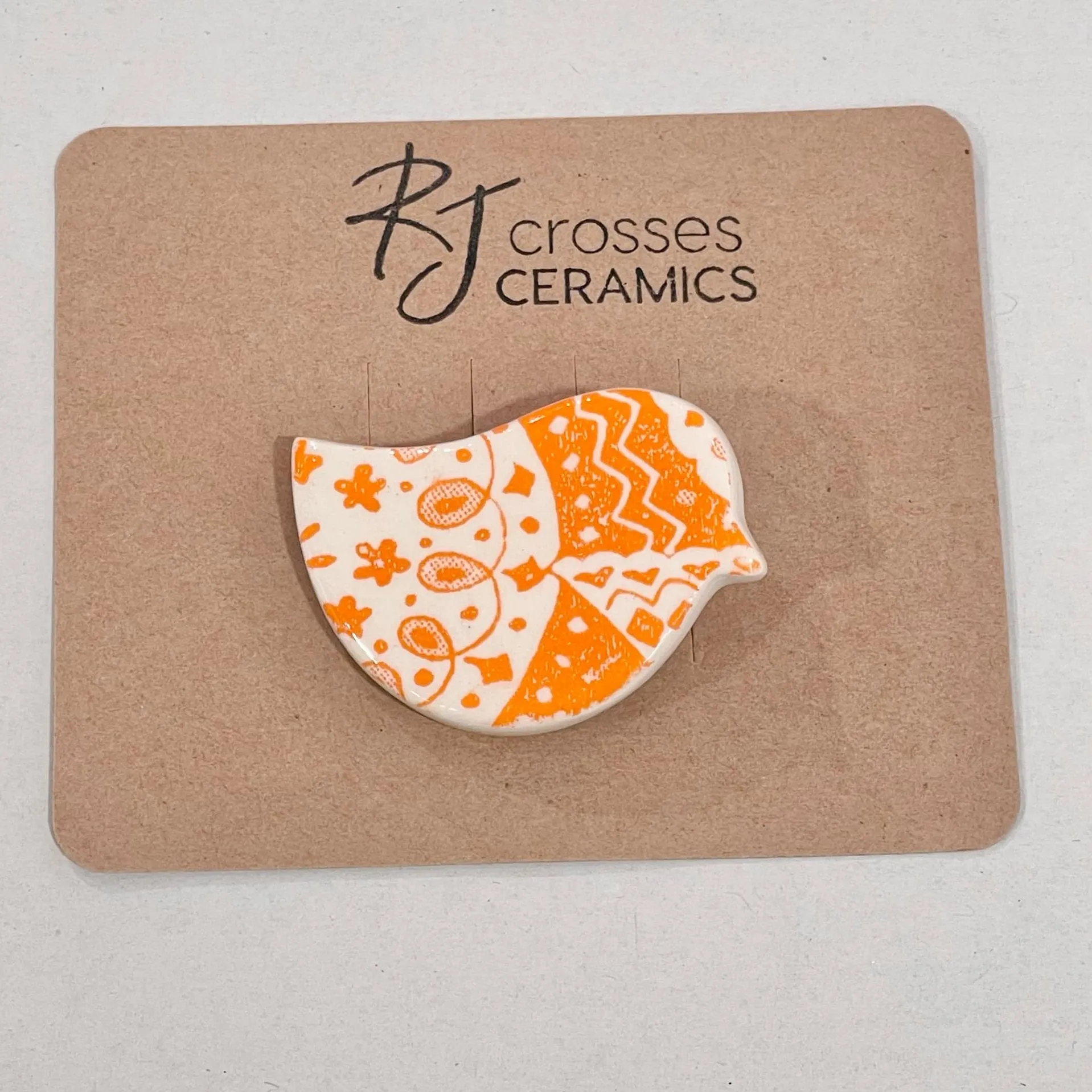 RJ Crosses Ceramic Brooch - Birds