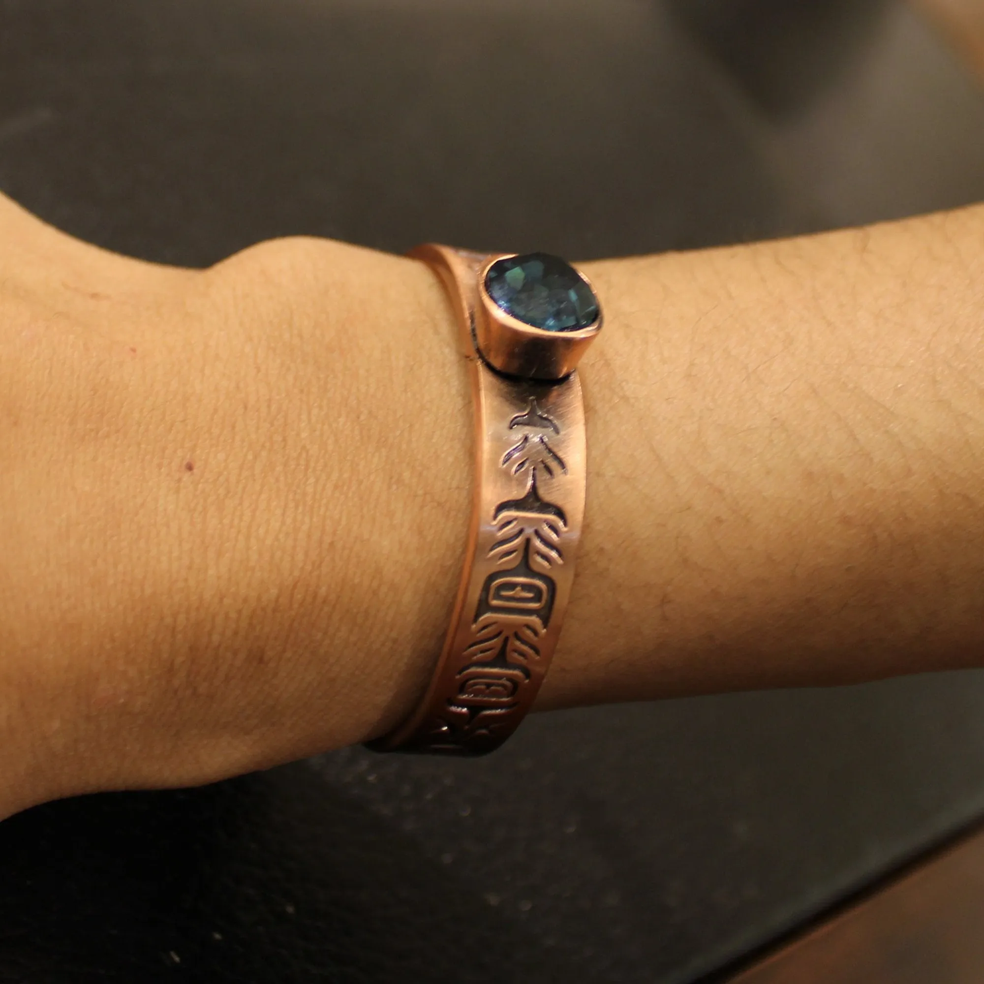 Sacred Feather with Midnight Blue Crystal Bracelet