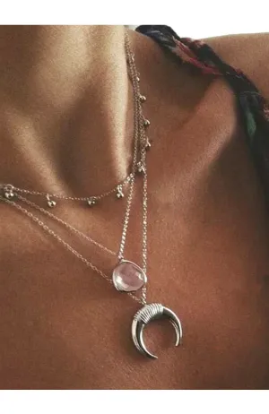 Silver & Pink Layered Necklace