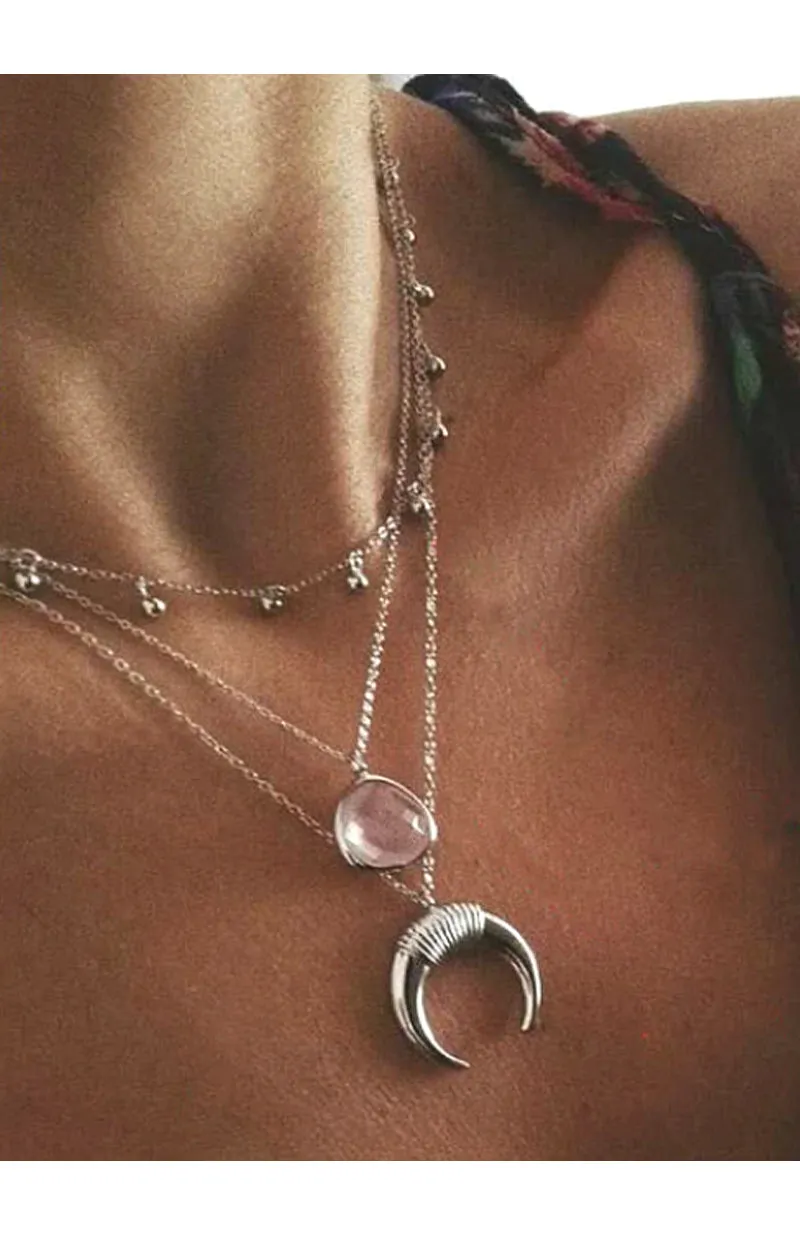 Silver & Pink Layered Necklace