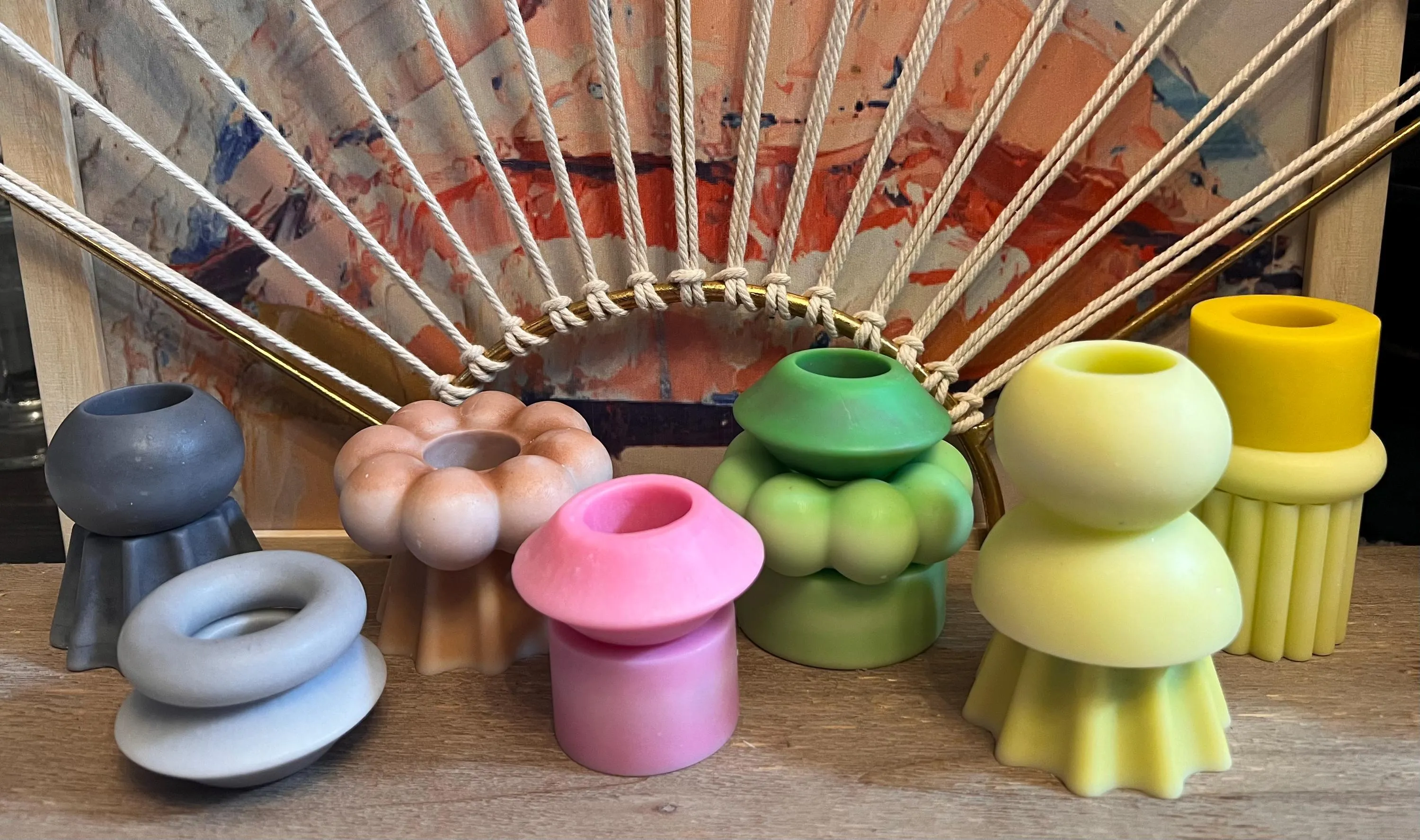 Taper Candle Rings - Yellow Pallet