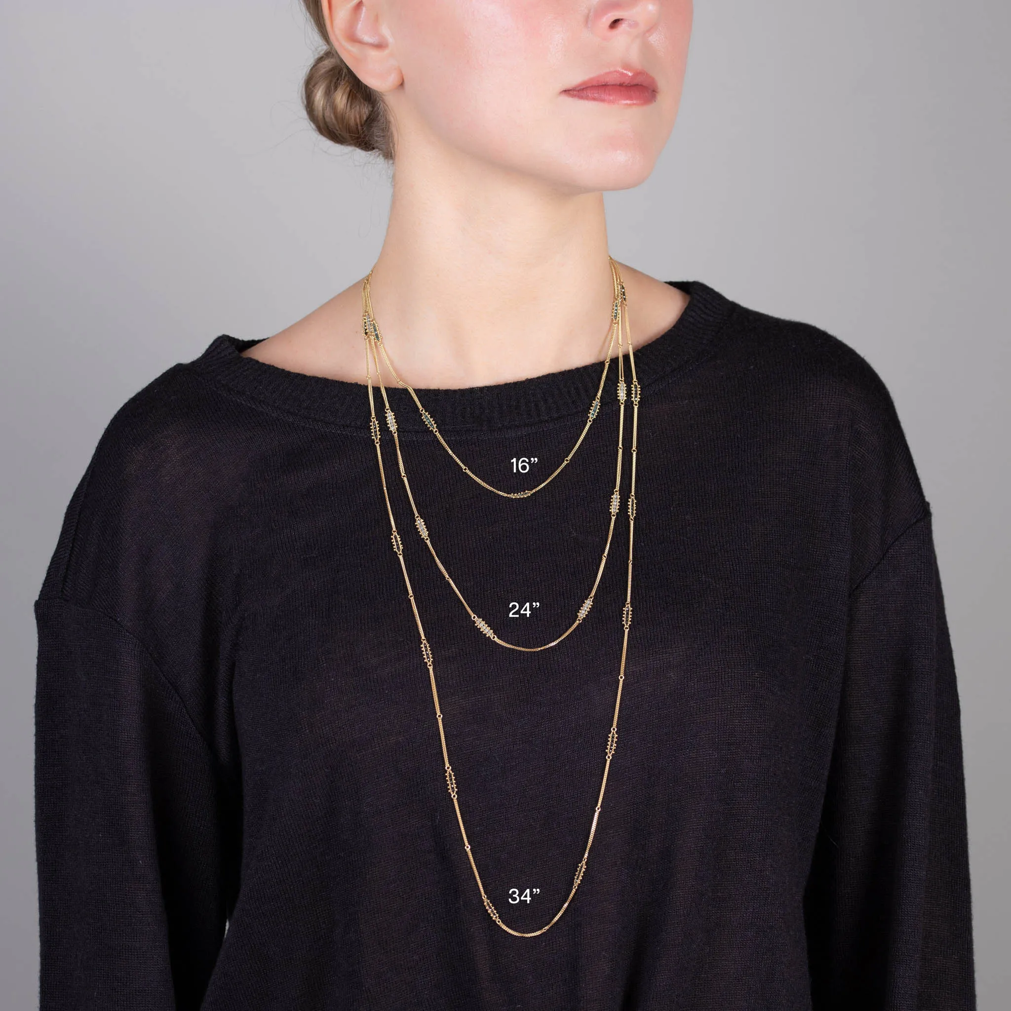 Textile Station Necklace in Champagne Diamond