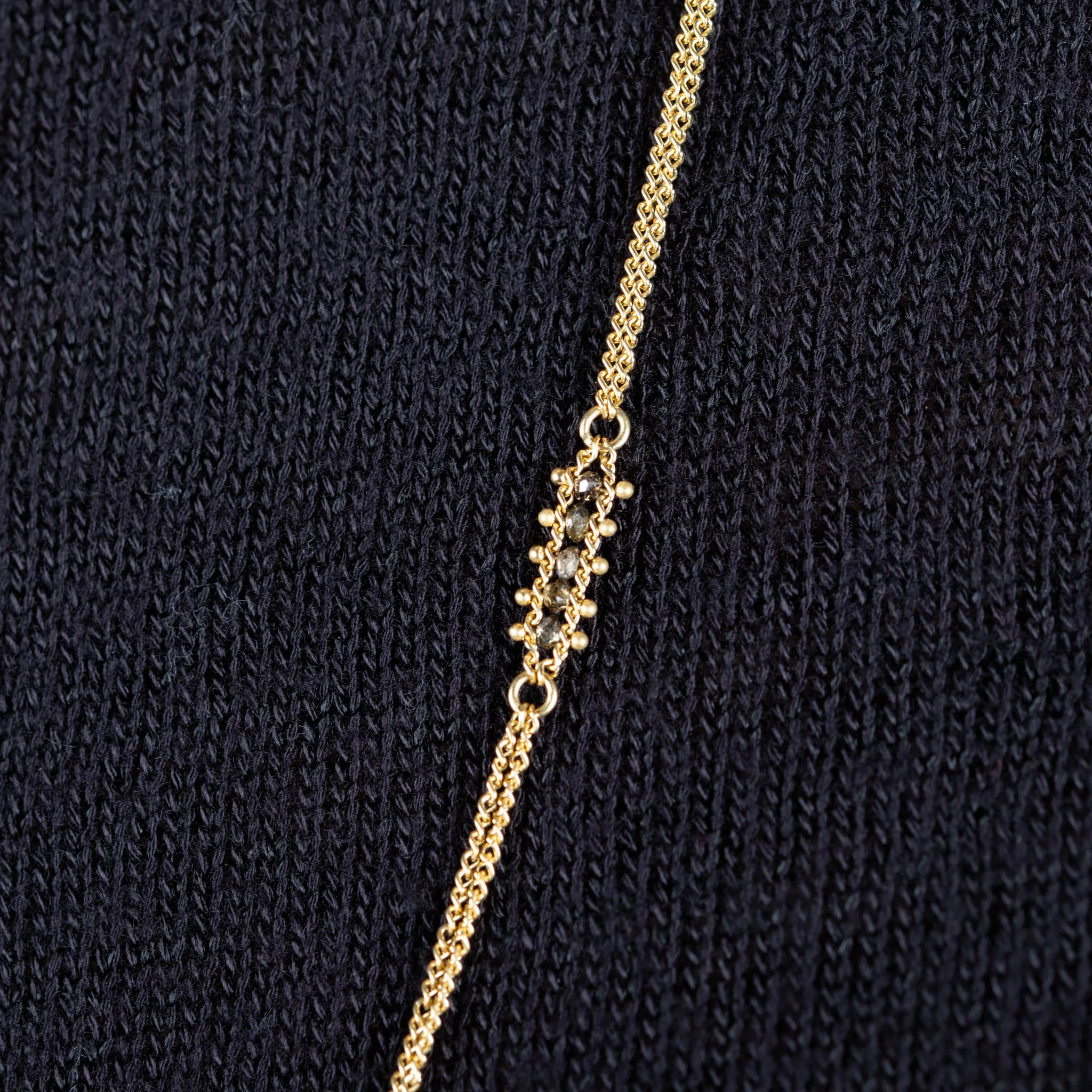 Textile Station Necklace in Champagne Diamond