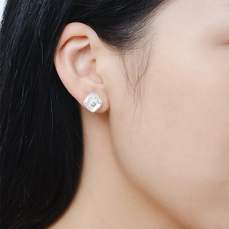 THIALH - CONCERTO - 18K Rose Gold Mother of Pearl Earrings