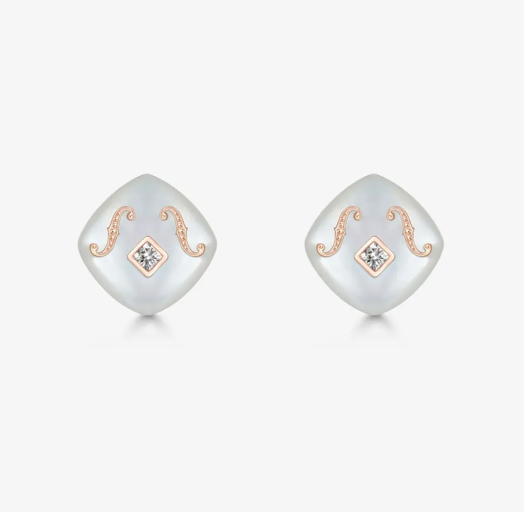 THIALH - CONCERTO - 18K Rose Gold Mother of Pearl Earrings