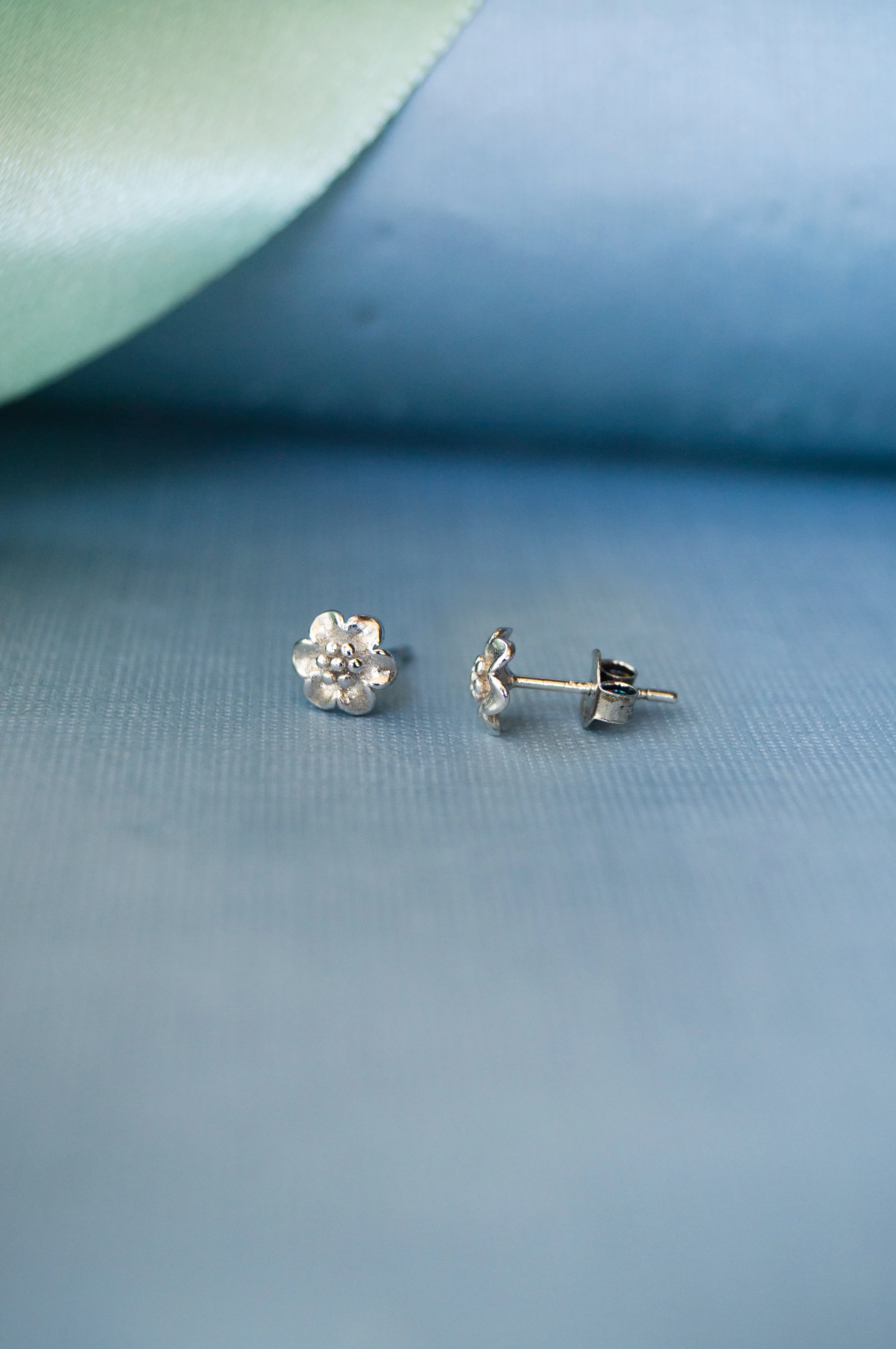 Treasured Flower Rose Gold Plated Mini Sterling Silver Stud Earrings