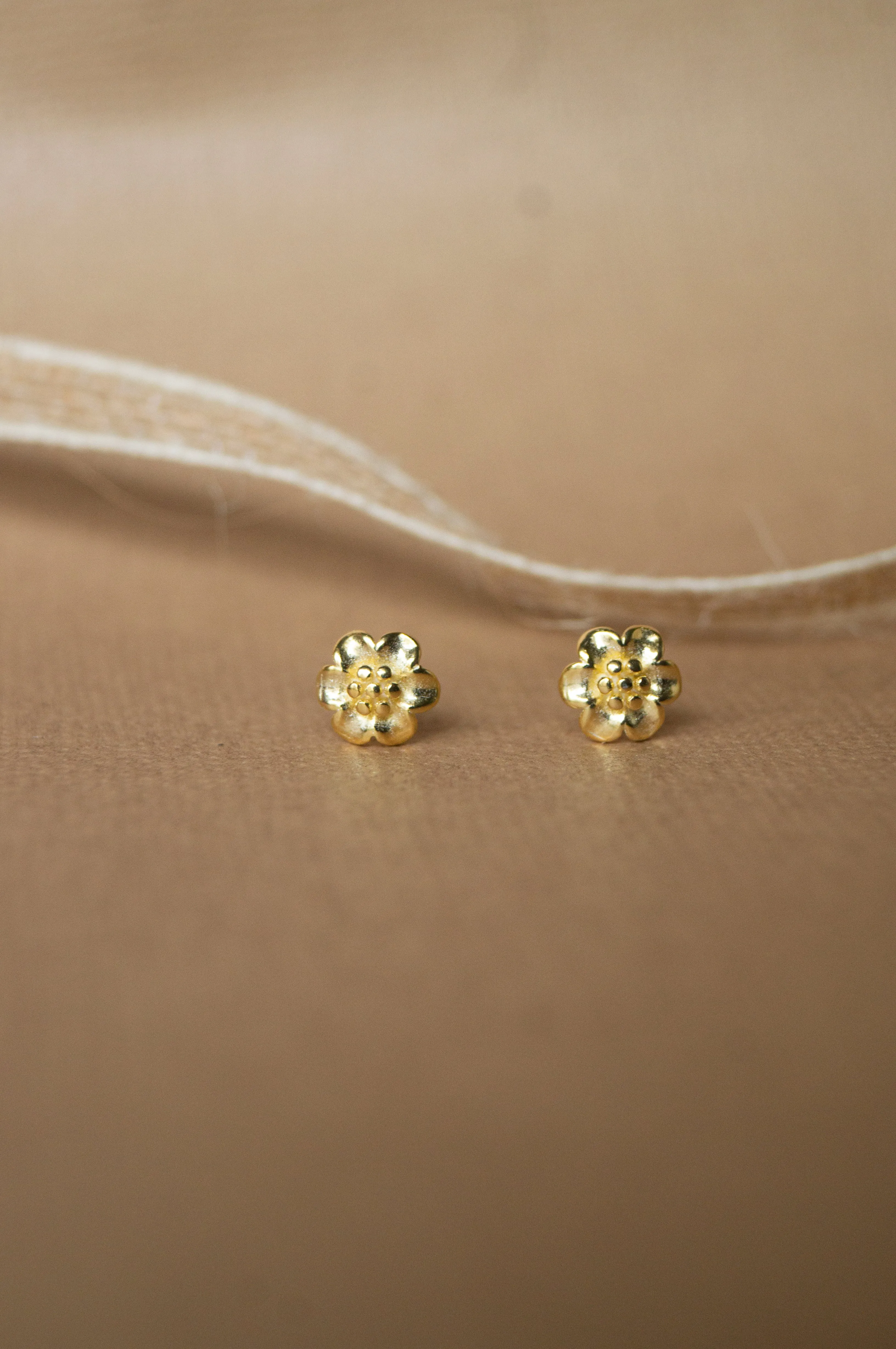 Treasured Flower Rose Gold Plated Mini Sterling Silver Stud Earrings