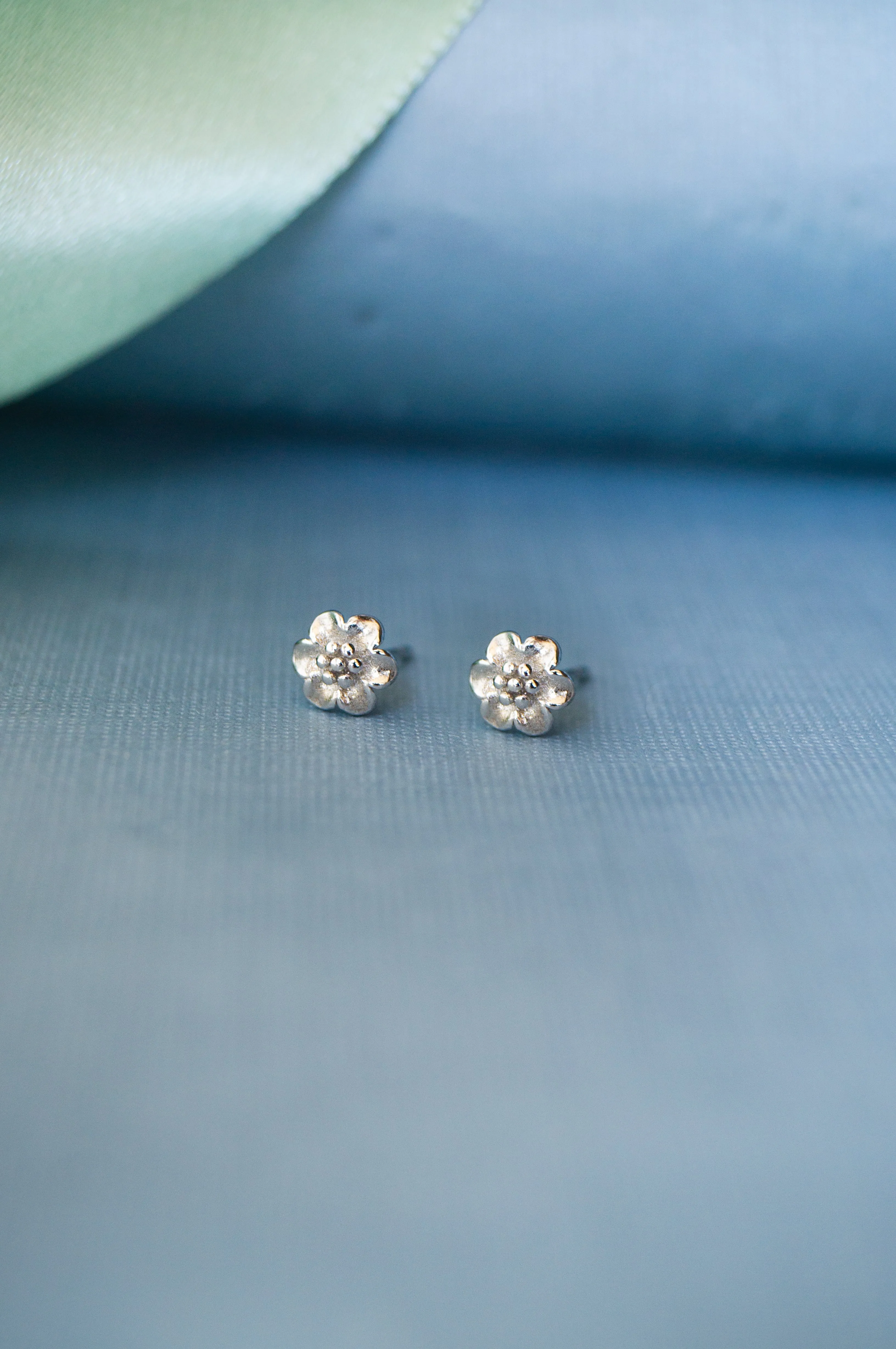 Treasured Flower Rose Gold Plated Mini Sterling Silver Stud Earrings