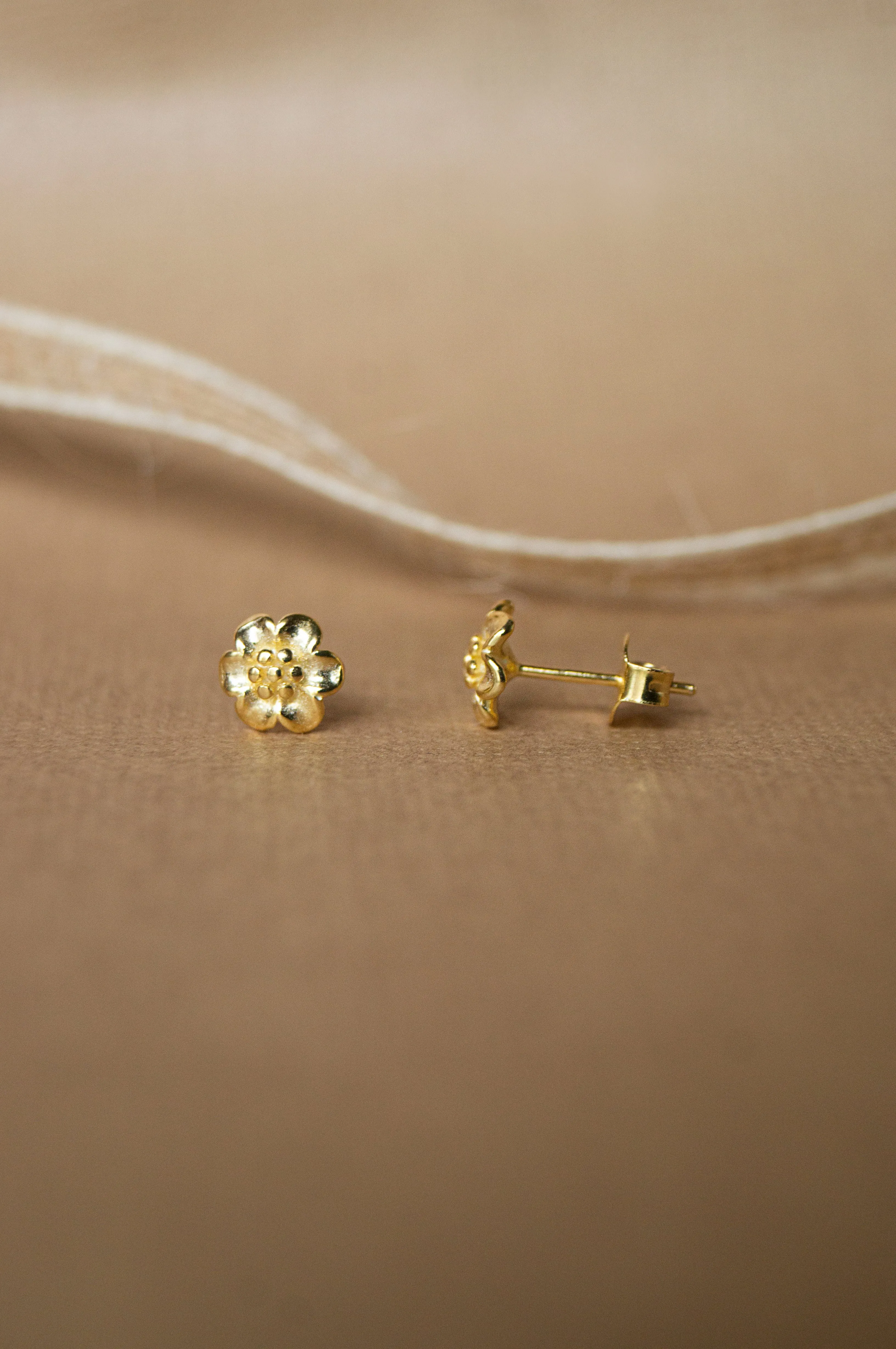 Treasured Flower Rose Gold Plated Mini Sterling Silver Stud Earrings